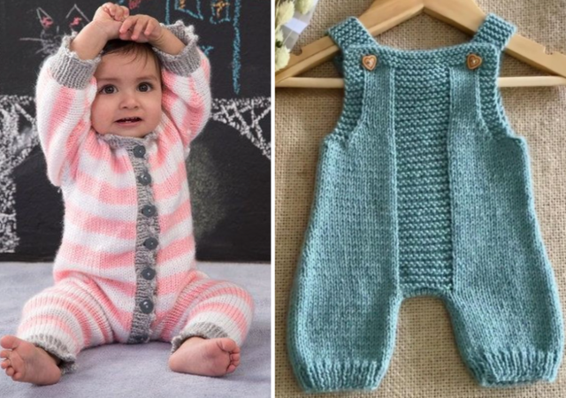 Вязаный комбинезон для новорожденных спицами Вязаный комбинезон для новорожденных спицами