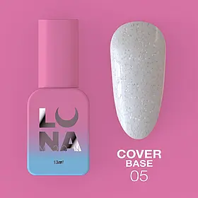 LunaMoon Cover base №05 "Фата нареченої" (13 мл.) - камуфлююча база для покриття та вирівнювання нігтів