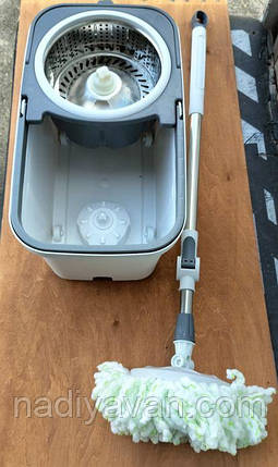 Швабра телескопічна у наборі з відром центрифуга з нержавіючої сталі, фото 1