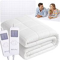 Електропростирадло наматрацник з підігрівом Ruhhy двоспальне 203 x 152 см 9 режимів з таймером + пульт Білий (26223)
