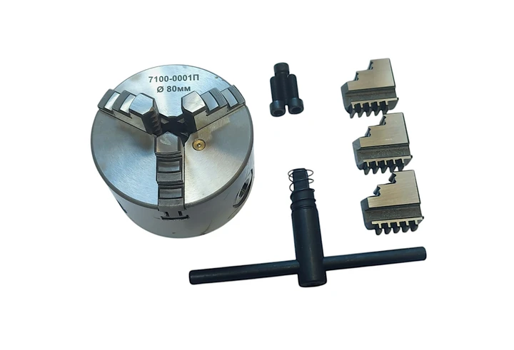 Патрон токарний ф80 3-х кул. 7100-0001 (повна комплектація) GRIFF, фото 1