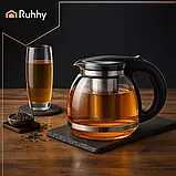 Чайник-заварник скляний з фільтром 2 л Ruhhy 26066 для чаю, трав та настоїв, фото 3