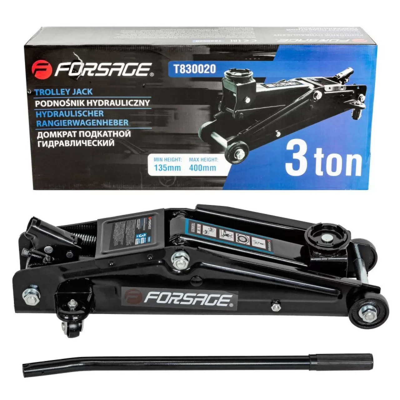 Домкрат підкатний гідравлічний 3т (135-400мм) Forsage F-T830020, фото 1