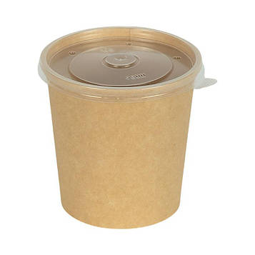 Супник стакан з кришкою крафтовий для холодних і гарячих страв одноразова тара для їжі 450 мл упаковка 50 штук