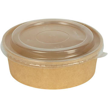 Салатник з кришкою крафтовий для холодних і гарячих страв одноразова тара для їжі 500 мл упаковка 50 штук