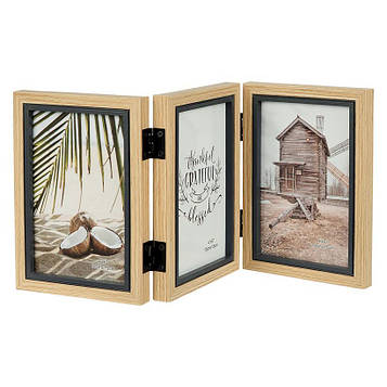 Рамка для фото дерев'яна настільна на 3 фото 10*15 см фоторамка потрійна