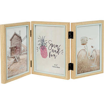 Рамка для фото дерев'яна настільна на 3 фото 13×18 см фоторамка потрійна