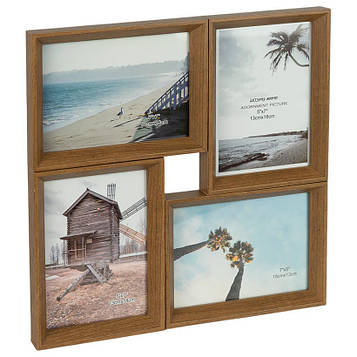 Рамка для фото колаж дерев'яна настінна на 4 фото 13×18 см фоторамка мультирамка