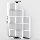 Вертикальний книжковий стелаж сходів у вітальню Дизайнерська полиця на 11 осередків для книг та квітів з ДСП, фото 9