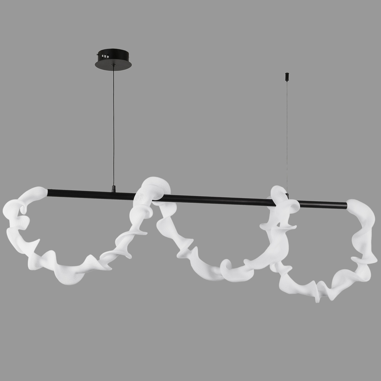 Люстра підвісна чорна довга з гнучкого каната в стилі арт деко (81-3177 (1200) BK)