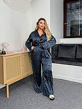 Шовкова жіноча піжама: сорочка та штани великого розміру Розміри: 48-50, 52-54, 56-58, 60-62, фото 5