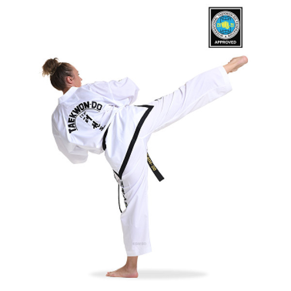 Добок для теквондо ІТФ із білим коміром Daedo DAN ITF TA 10814 костюм форма одяг для бойових мистецтв