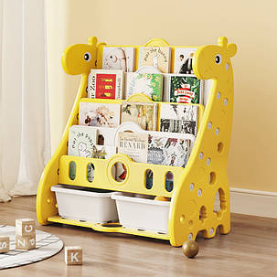 Дитячий пластиковий стелаж з поличками для книг та висувними ящиками Mealux Raffo Yellow, фото 1