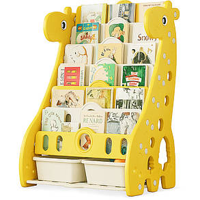 Дитячий пластиковий стелаж з поличками для книг та висувними ящиками Mealux Raffo Yellow, фото 2