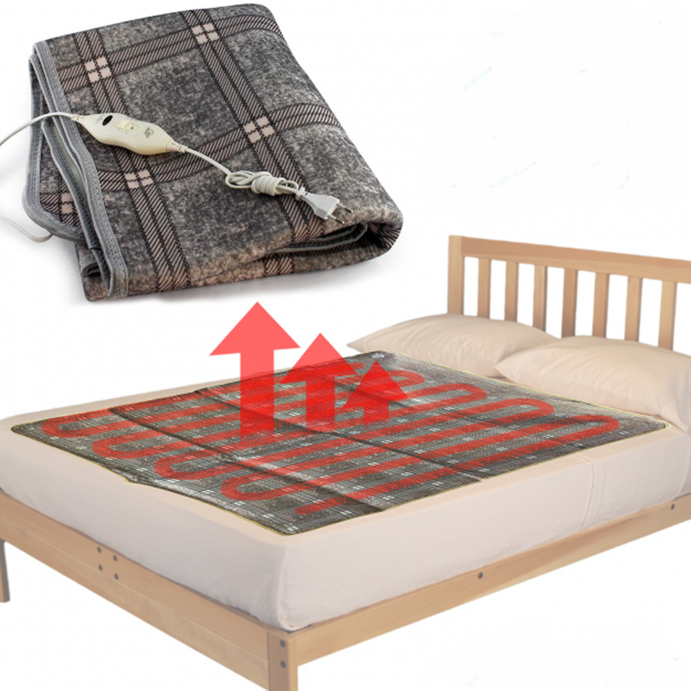 Електроковдра з пультом від мережі 150x180см, RB-2224, Квадрати / Електропростирадло / Ковдра з підігрівом, фото 1