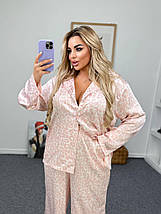 Шовкова жіноча піжама: сорочка та штани великого розміру Розміри: 48-50, 52-54, 56-58, 60-62, фото 3