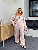 Шовкова жіноча піжама: сорочка та штани великого розміру Розміри: 48-50, 52-54, 56-58, 60-62, фото 2