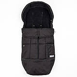 Дитячий зимовий конверт чохол на флісі з утеплювачем у візок коляску Тренд Чорний, фото 3