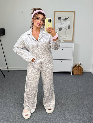 Шовкова жіноча піжама: сорочка та штани великого розміру Розміри: 48-50, 52-54, 56-58, 60-62, фото 1