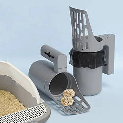 Совок для прибирання за котом 23,5х13,5см, Сірий / Лопатка для колячого туалета / Совок для прибирання за тваринами