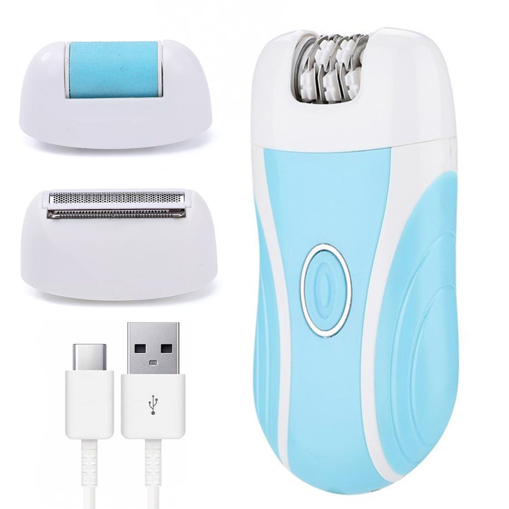 Жіночий епілятор 3в1 від USB, Boxili / Бездротовий епілятор для тіла / Акумуляторний епілятор триммер, фото 1