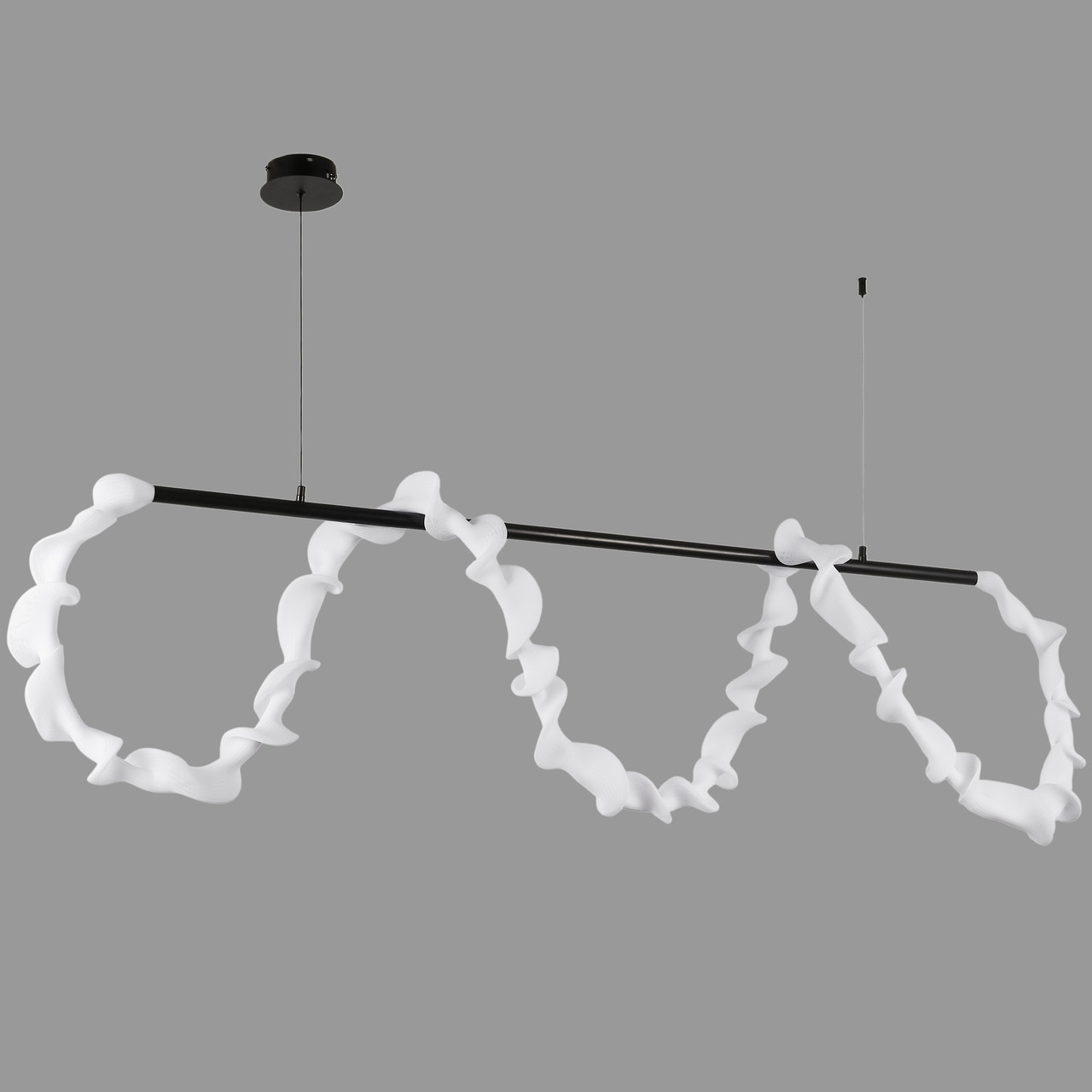 Люстра підвісна чорна довга з гнучкого каната в стилі арт деко (81-3177 (1500) BK)