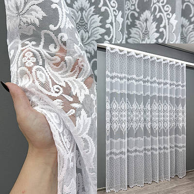 Готова тюль (3х2,7м) з тканини жакард. Колір білий. Код 1262т 40-081