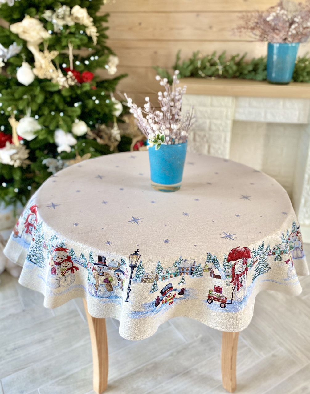 Скатертина Новорічна Limaso Ø180 см., кругла, гобелен, фото 1