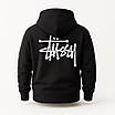 Худі Stussy чорна тепла м’яка якісна на флісі, фото 2