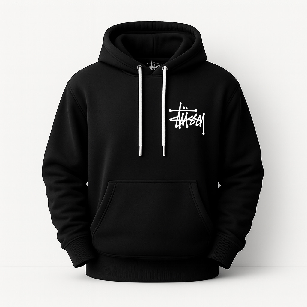Худі Stussy чорна тепла м’яка якісна на флісі, фото 1