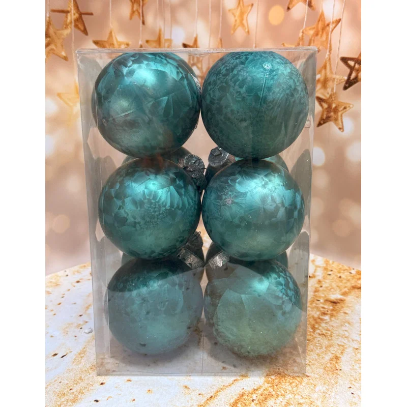 Набір ялинкових іграшок Мороз пластикових круглих 12 шт 8 см Зелений