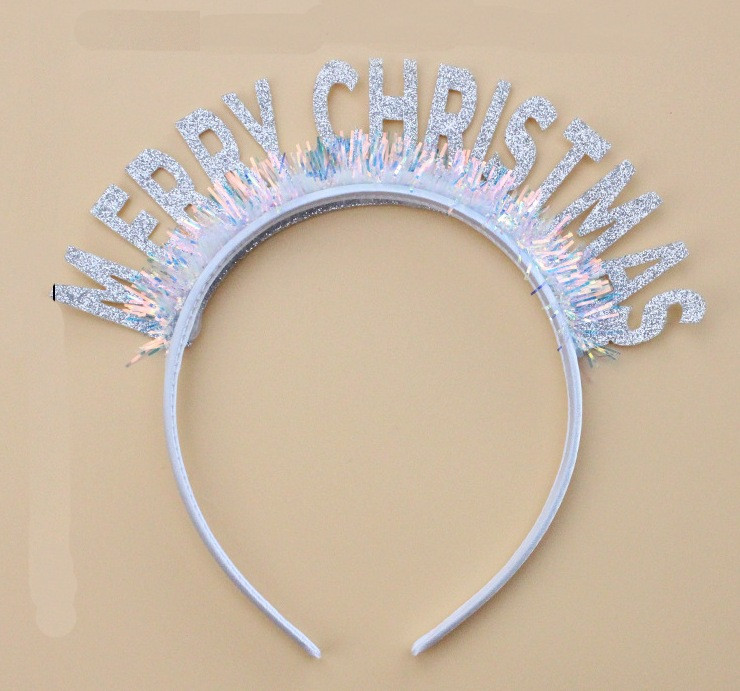 Святкова пластикова корона "Merry Christmas" срібна