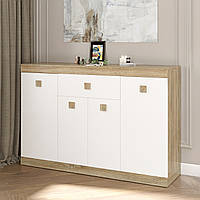 Великий комод Еверест з дверима та ящиком Соната-7 140х38х94 дуб сонома + білий (DTM-2016)