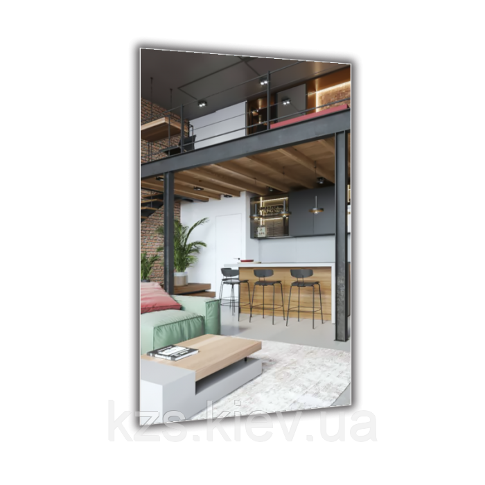 Дзеркало в алюмінієвій рамі 1100 x 600 мм., фото 1