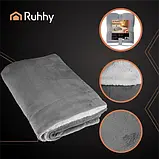 Плед двосторонній RUHHY 150x200 см темно-сірий – тепла ковдра, покривало, фото 3