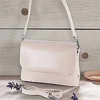 Маленька жіноча сумка клатч крос боді через плече бежевий з екошкіри сумочка на два відділення