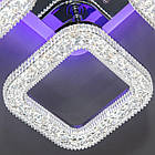 Світлодіодна люстра 50 Вт з підсвічуванням основи та пультом д/к колір каркасу хром D-S3316/4HR LED 3color, фото 5