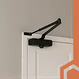 Дверний доводчик RUHHY 26782 з важелем 40–65 кг, універсальний, чорний, фото 4