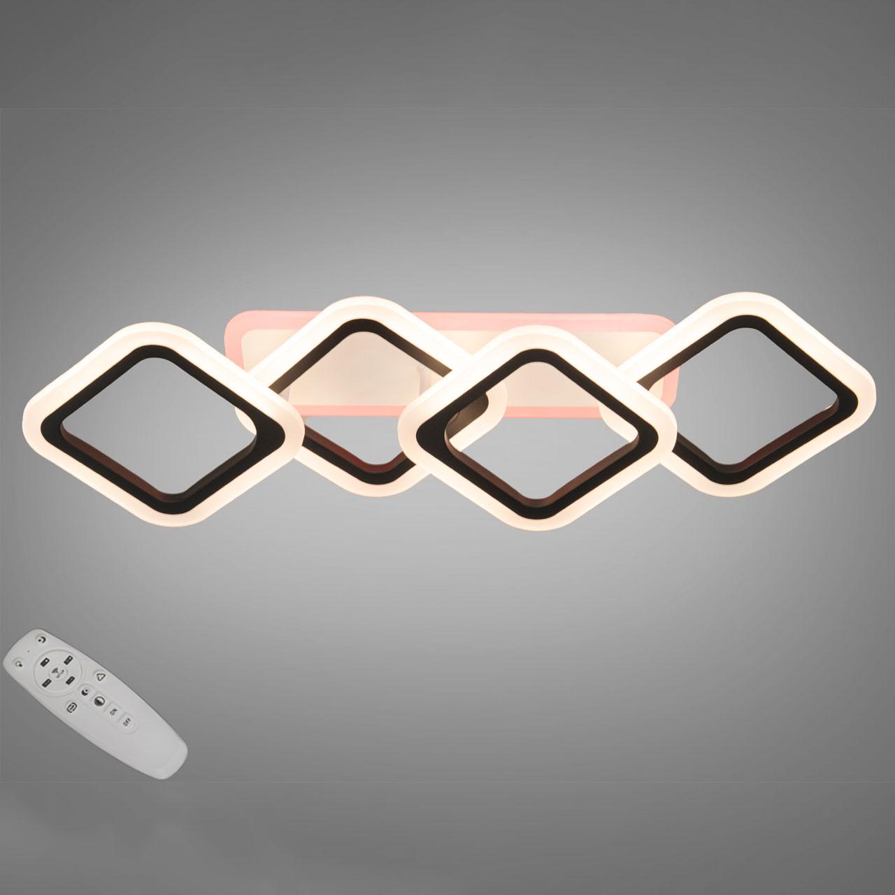 Світлодіодна люстра 60 Вт з підсвічуванням основи та пультом д/к колір каркасу чорний D-HA9271/2+2BK LED 3color, фото 1