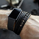 Браслет чоловічий шкіряний чорний RECHARGE 17-19 см (довжина 21 см), фото 3