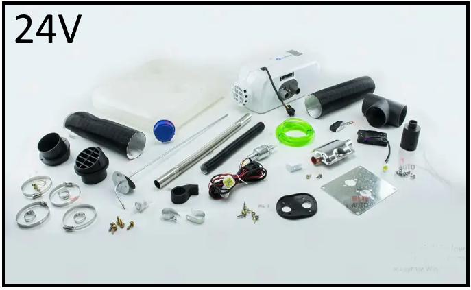 Автономний дизельний нагрівач 5кВт, 24V алюмінієвий корпус із глушником білий, фото 1