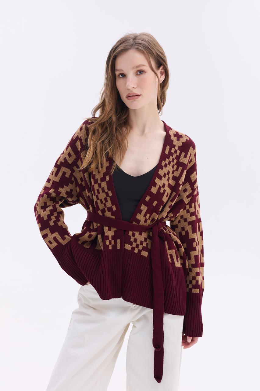 Кардиган "Лія" (бордовий, карамель)