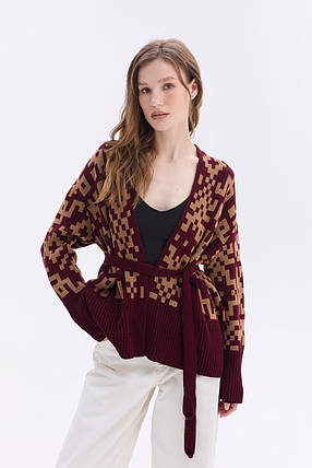 Кардиган "Лія" (бордовий, карамель), фото 1