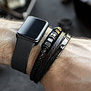 Браслет чоловічий шкіряний RISEN чорний на магнітній застібці 17-19 см (довжина 21 см), фото 4