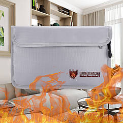 Вогнестійка папка 27*17,5 см для документів, грошей Сіра. Вогнетривка сумка для цінних паперів