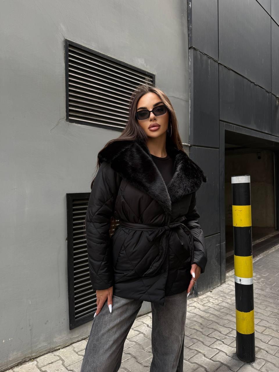 Стильна жіноча зимова  куртка (Розмір S (42-44), M (44-46), L( 46-48)), Чорна