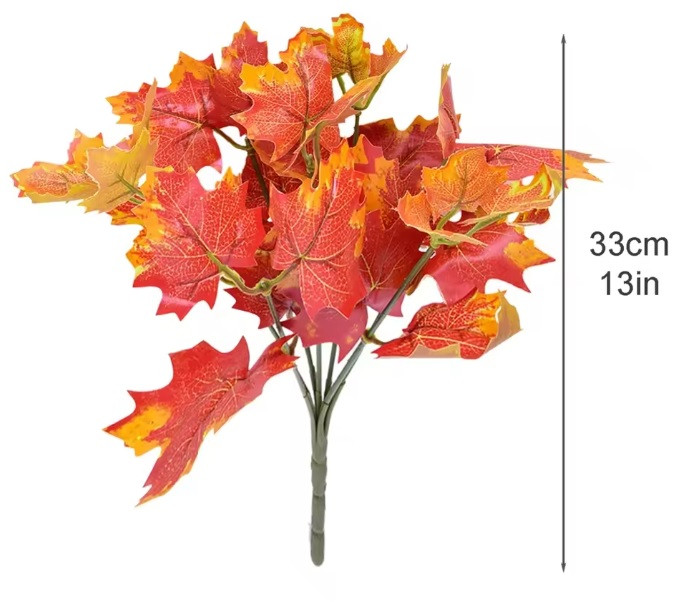 Гілка штучний осінній кленовий лист 33 см