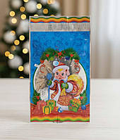 Фольгований пакет для цукерок та новорічних подарунків 20х35 №30 «Порося» 100 штук яскравий новорічний дизайн