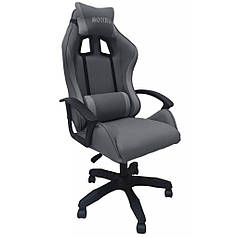 Крісло геймерське з тканини Bonro B-944 сіре + 2 подушки