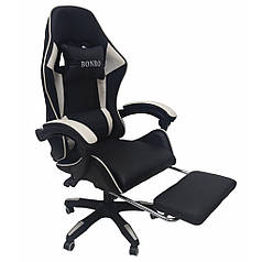 Крісло геймерське Bonro B-945 біле з підставкою для ніг